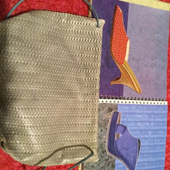 Vintage Carlos FALCHI BLUE  Buffalo Leather Purse  Hobo Gypsy. EVC - Picture 2 of 16